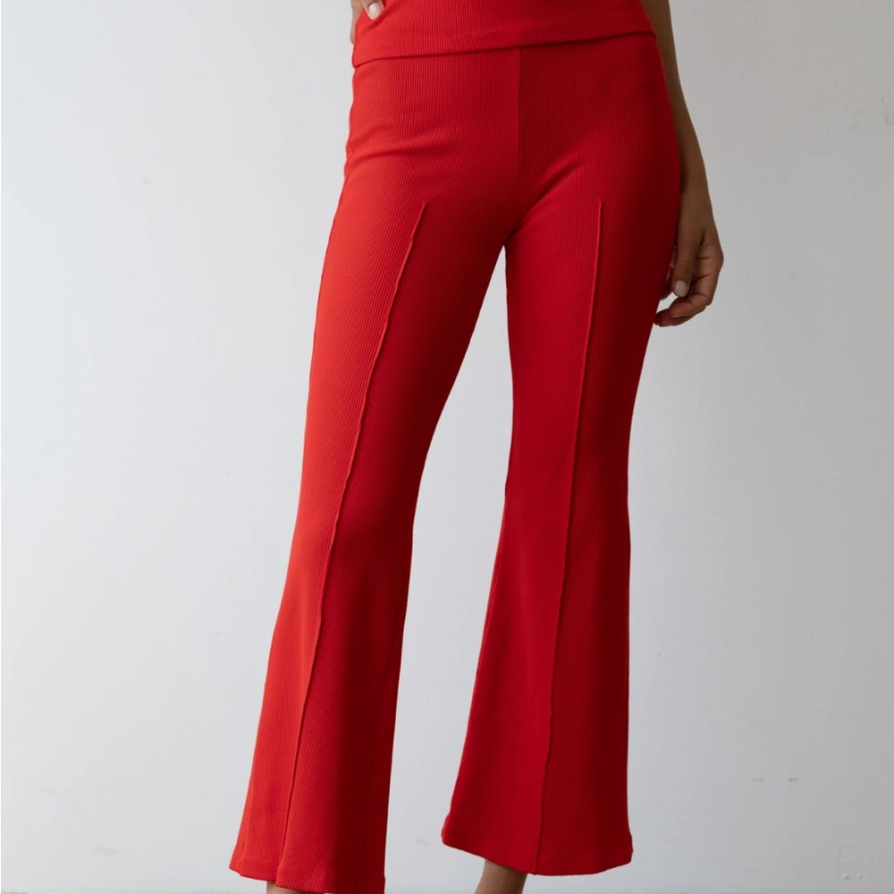 DONNI The Rib Kick Flare in Tomato